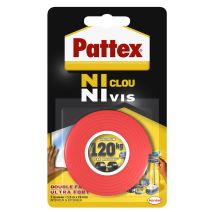 Adhésif de fixation Ni Clou Ni Vis Double Face 120kg - 19mm*1.5m - PATTEX